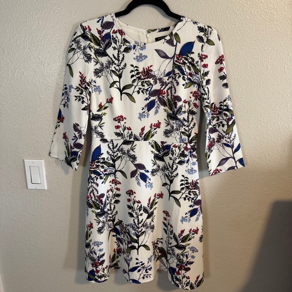 Banana Republic White Floral 3/4 Sleeve Spring Dress Size 0